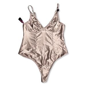 La SENZA Satin Thong Bodysuit in Champagne
